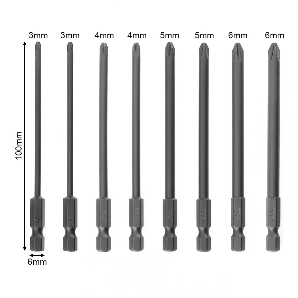 8Pcs/Set Magnetic Cross Screwdriver Bits Electric/Pneumatic Hex Long Screwdriver Bit Power Tools Accessories