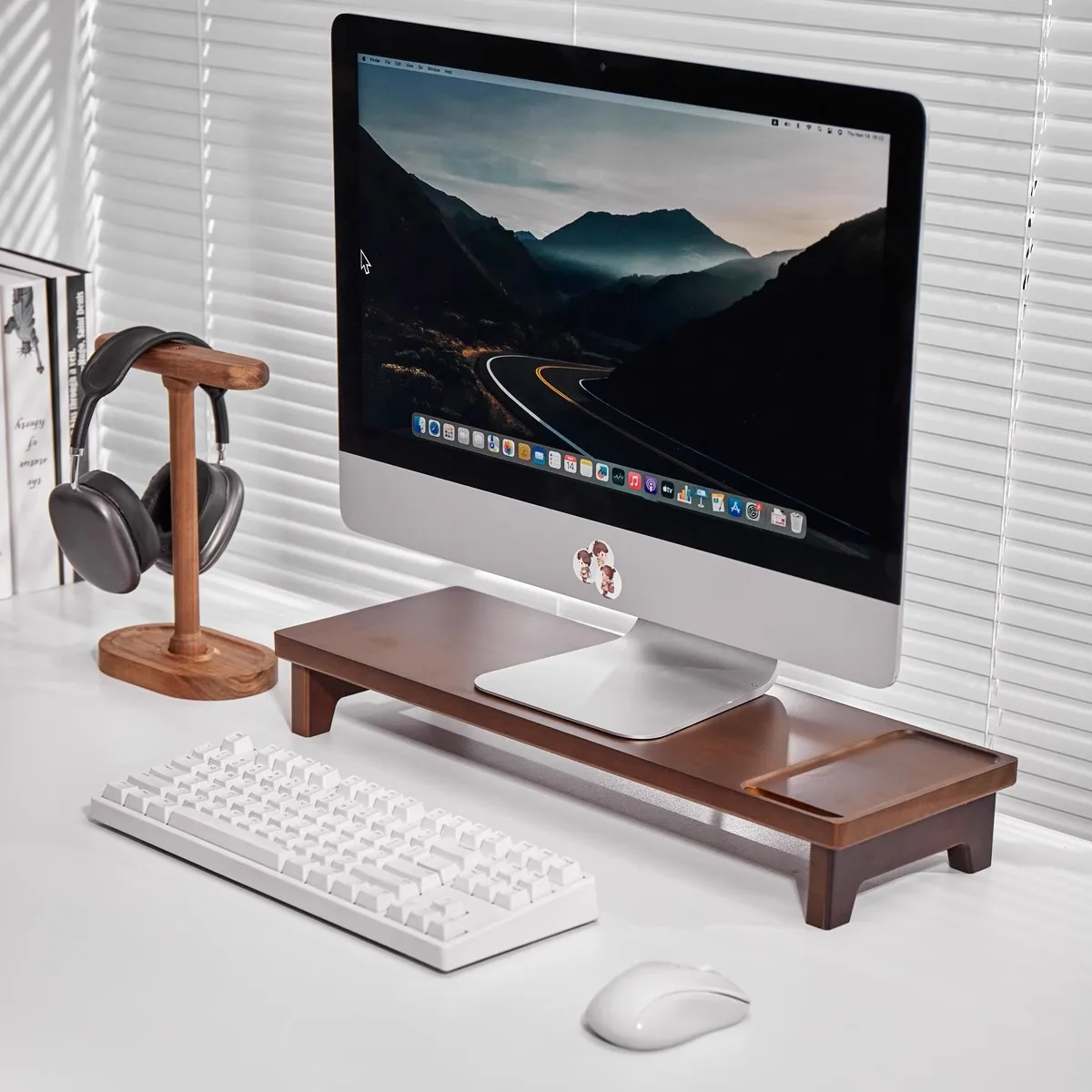 Soporte Universal para auriculares duales para Airpods Max, estante de exhibición de soporte para auriculares para juegos de escritorio de madera de nogal con Base estable