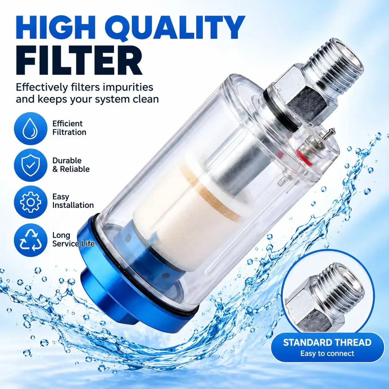 1/4'' Water Oil Separator Air Filter Moisture Trap With European Style For Compressor Spray Paint Gun Tool Pressure Parts