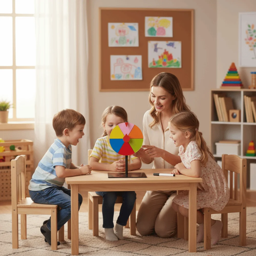 Abs reutilizável fortuna roda giratória cor interativa roleta roda editável montagem mesa prêmio plataforma giratória festa de carnaval