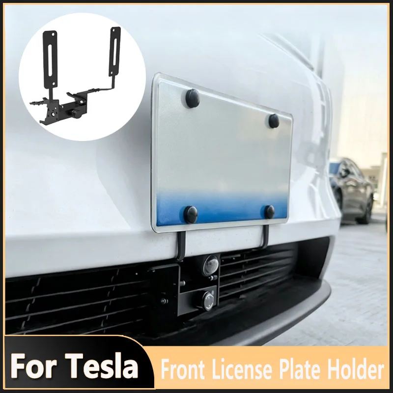 For Tesla Model Y Juniper 2025 Front License Plate Holder Frame Bracket No Drill No Adhesives Mounting Kit Accessories