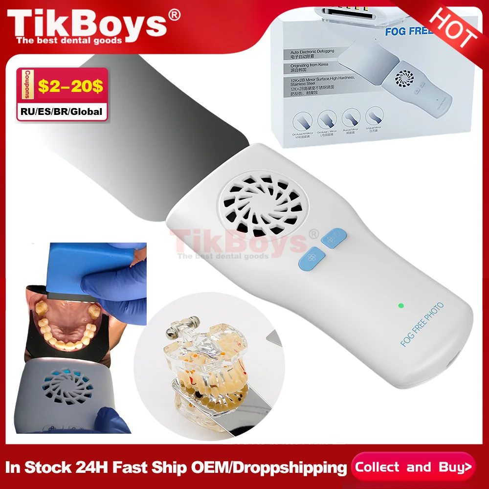 

Dental Anti-Fog Mirrors Set Mirror With LED Light Orthodontic Reflectors Fog Free Intraoral Photography Stainless Steel Dentist