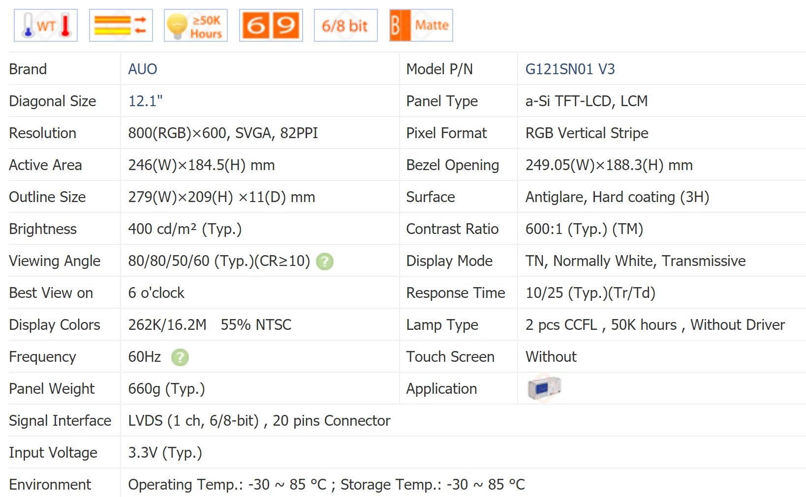 G121SN01 V.3 G121SN01 V3  12.1 inch LCD Panel, 1280*800  100% tested before shipment