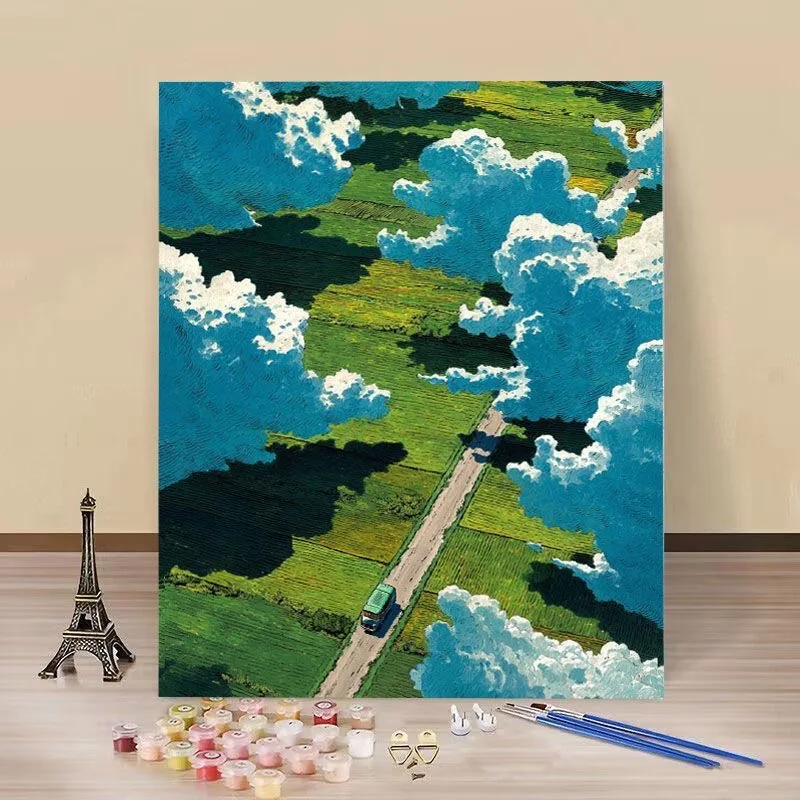 

E-0020 European Style Cup and Scenery Oil Painting - Hand Painted Art