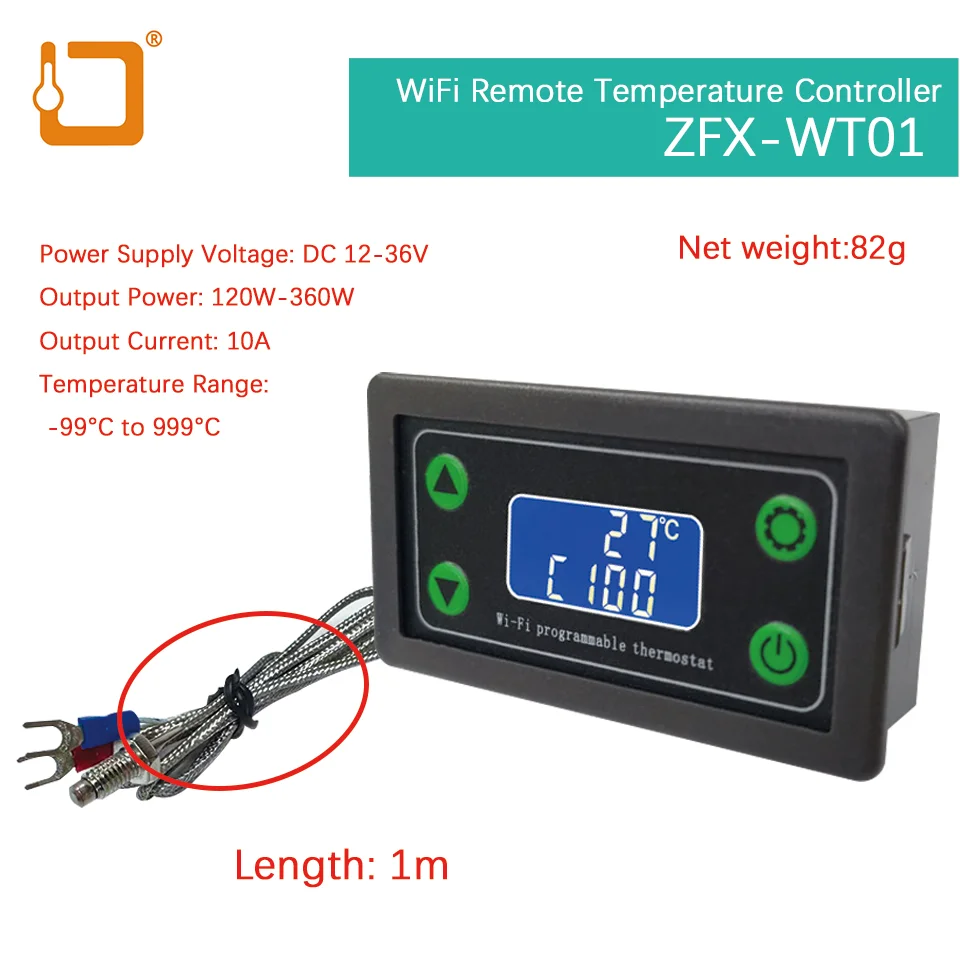 

Temperature controller K-type thermocouple high temperature controller -99~999 degrees ZFX-WT01 DC12-36V graffiti intelligent