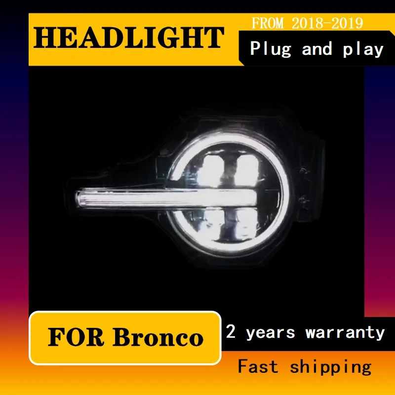 

Car Styling for Ford Bronco Headlight 2020-2023 Ford Bronco Head Lamp DRL Turn Signal High Beam Projector Lens