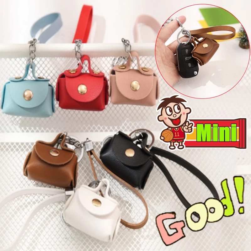 Nuova Mini borsa ciondolo carino auricolare borsa Premium in pelle creativa auto portachiavi ciondolo bambola Mini Shopping Bag accessori di