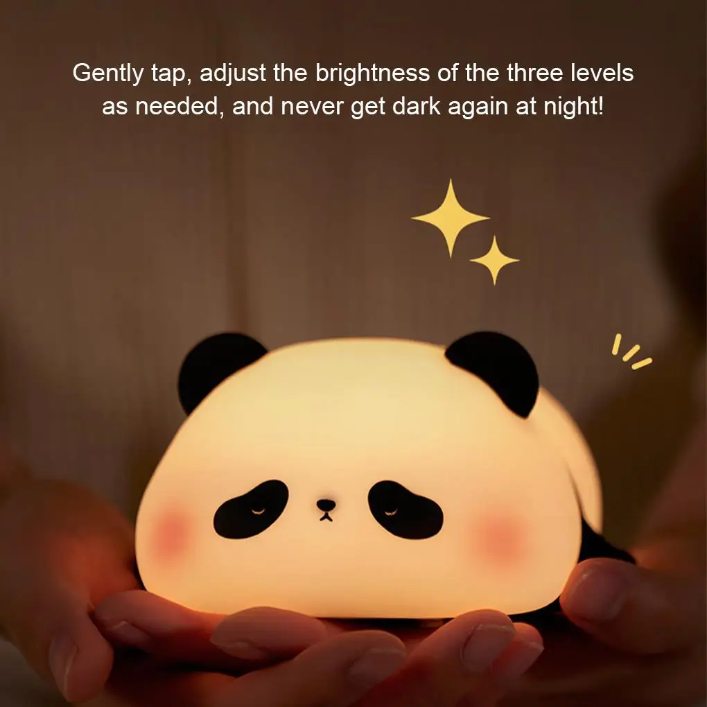 Linda lámpara de silicona de Panda para escritorio de oficina o dormitorio, mesita de noche, dormitorio, luz para dormir