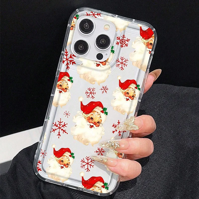 Animal Leopard Christmas Santa Claus Clear Case For Xiaomi Redmi Note 13 12 Pro Plus 5G 11S 11 10S 10 Redmi 12 13C 12C 4G Cover