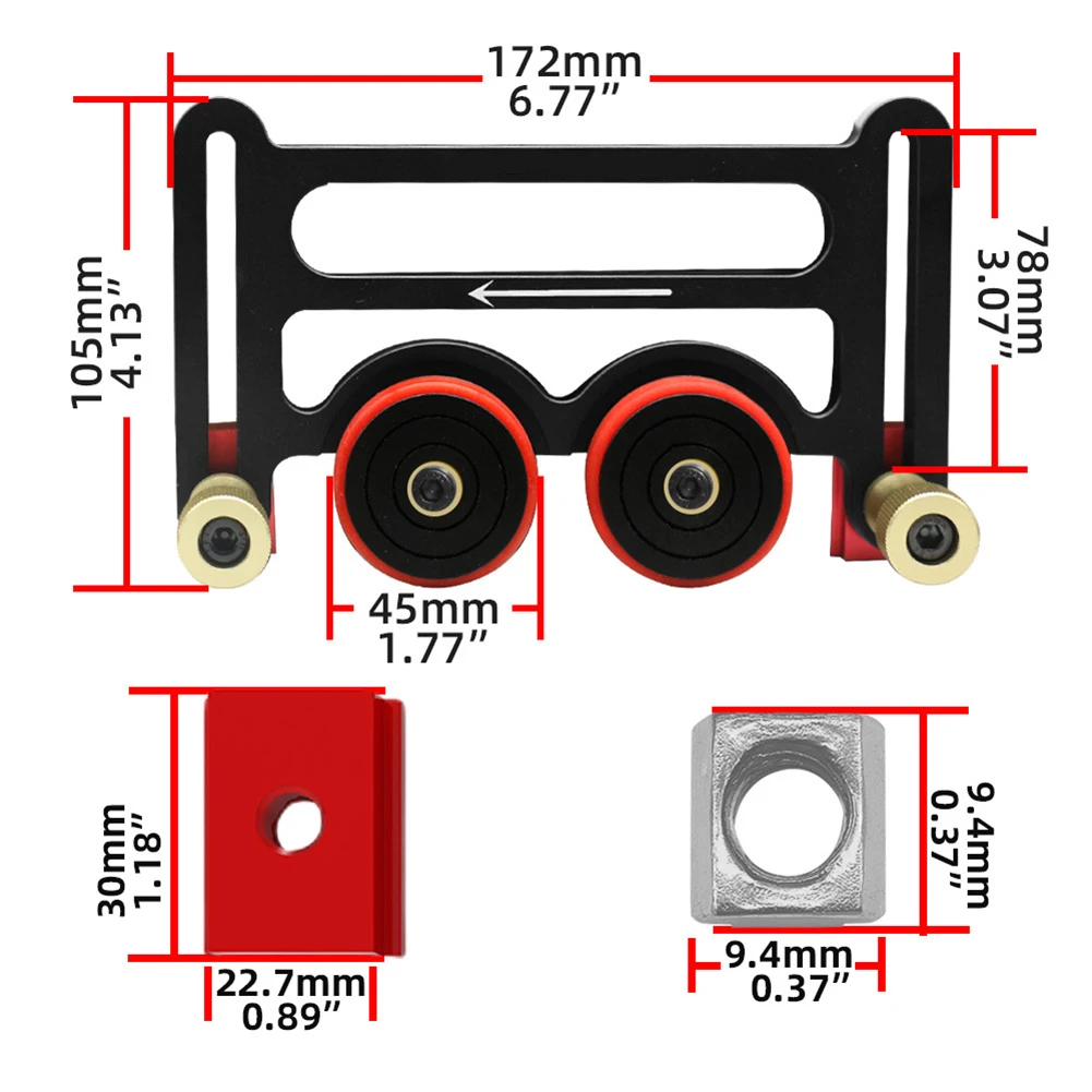 ​ Recinzione del profilo dell'alimentatore per pressatura in alluminio Tavolo del router per la lavorazione del legno Strumento di spinta o Banco da lavoro per carpenteria con binario a T standard per carpenteria