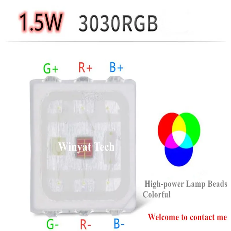 150pcs High-power Lamp Beads Colorful Red Blue Green Support Gold Wire  RGB 0.6W 1.5W LED 3030