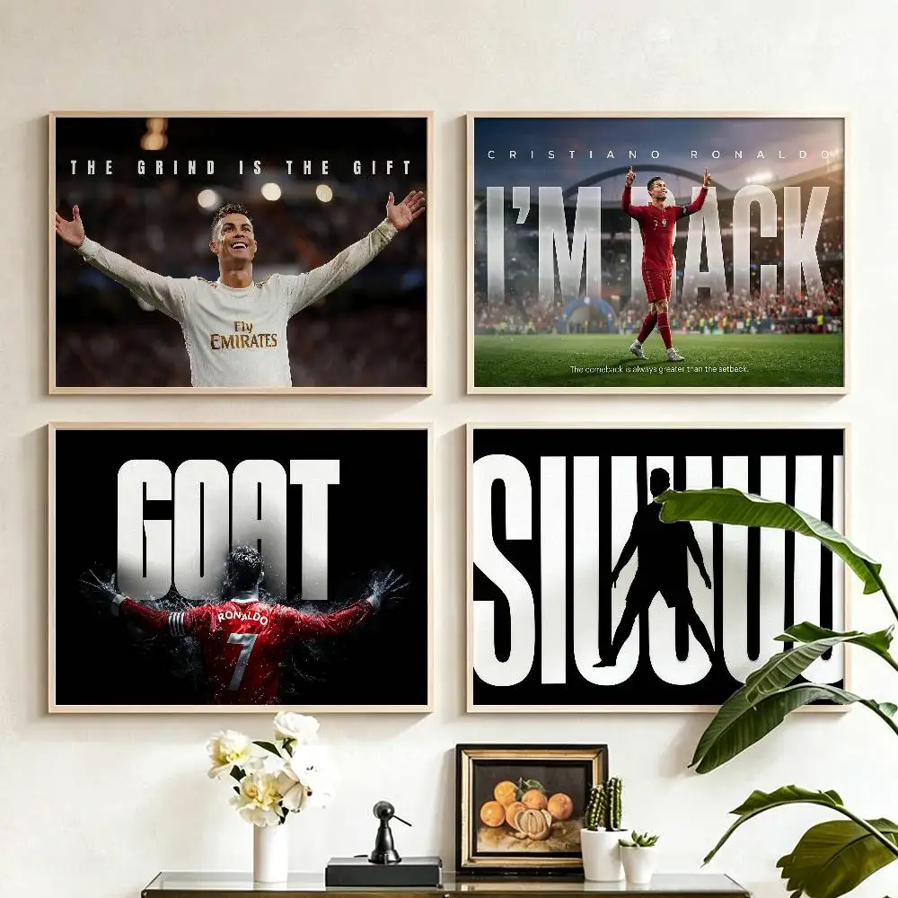 The Goat Cool C-CR7 Cristiano Ronaldo Poster HD Self Adhesive Waterproof Wall Art Ideal for Home Office Dorm Gift Customizable