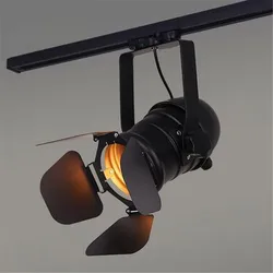 Lampe sur rail vintage avec porte d'entrée, budgétaire industriel Loft, éclairage PRShop, lampe sur rail noire
