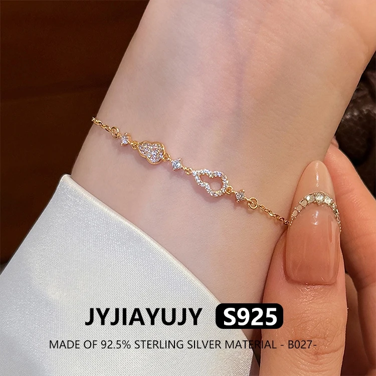 

JYJIAYUJY 100% цельный браслет из стерлингового серебра S925 Hulu, инкрустированный цирконием, в наличии, модные женские ювелирные изделия, подарок на каждый день B027