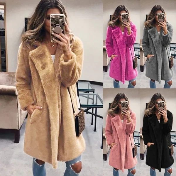 Long Faux Fur Coat Jacket 2024 Women Autumn Winter Thick Warm Coats Woven Block Trend Fur White Black Korean Coat Parkas