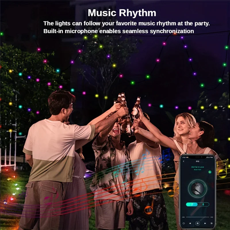 1Set RGB Phantom Color String Lights Set Intelligent Point Control Waterproof Ambient Lights LED String Lights