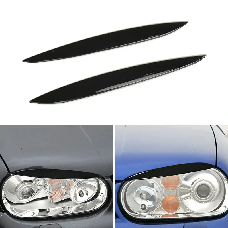 

For VW Golf 4 MK4 1997 1998 1999 2000 2001 2002 Glossy Black ABS 2pcs Car Headlights Eyebrow Eyelids Cover Accessories Trim