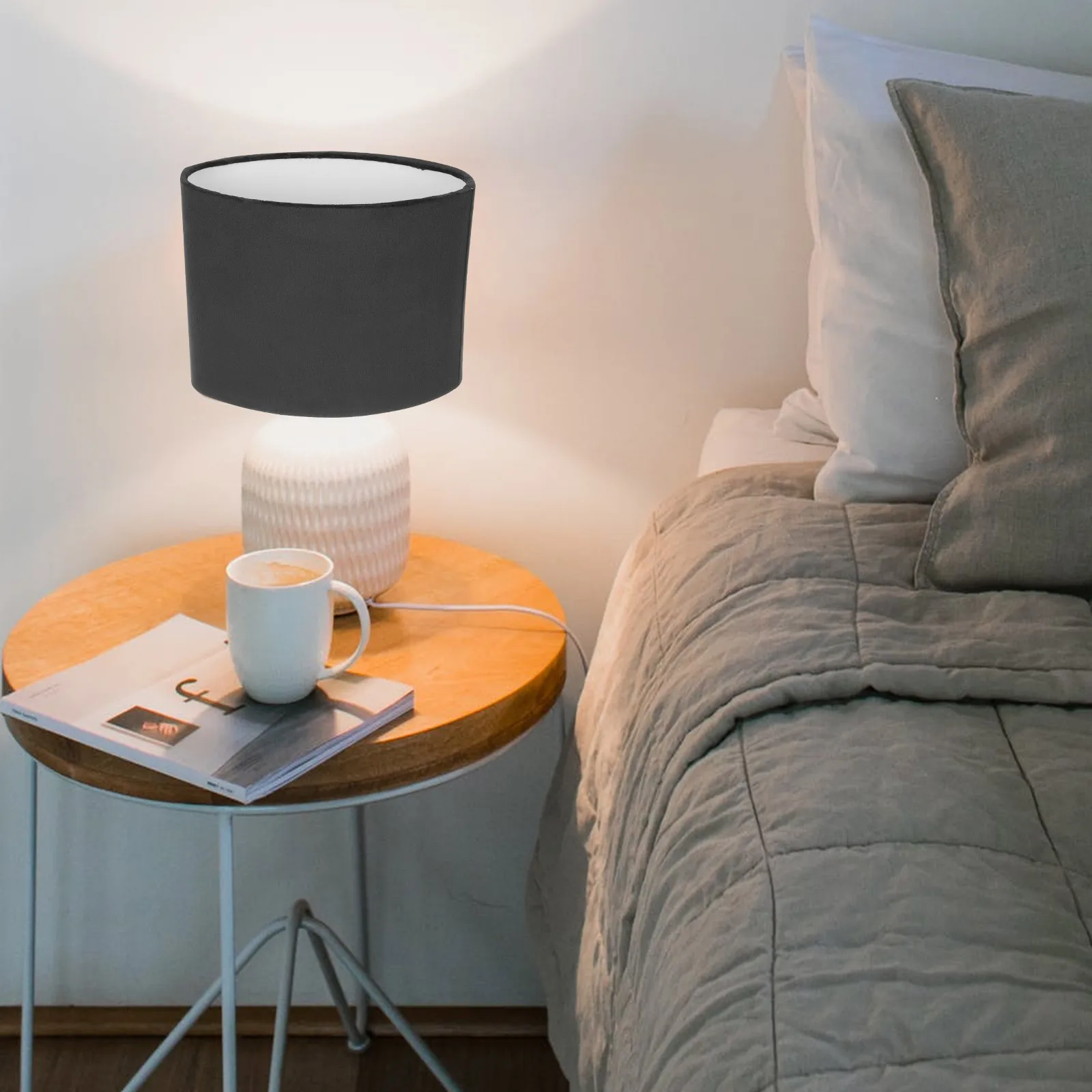 

Lamp Shade Fabric Table Lampshade Cover Vintage Oval Black Large for Baby Room Home Decor Modern Lighting Accessories
