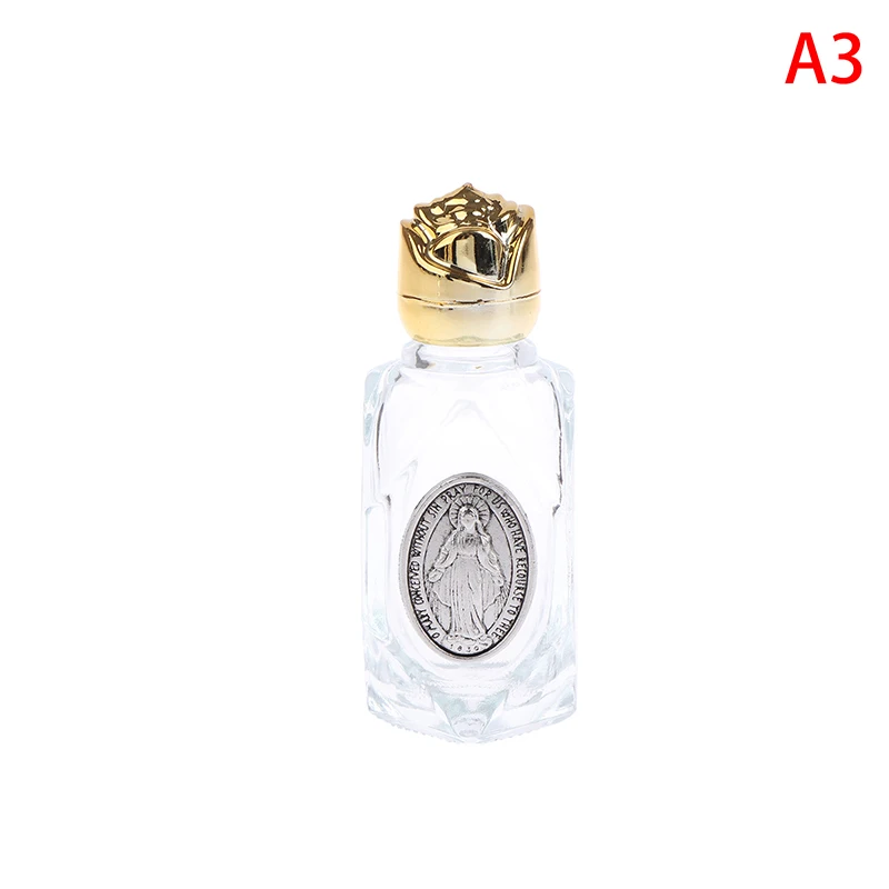 1Pc Portable Catholic Holy Water Bottle Golden Christian Virgin Sculpture Design for Holding Holy Water