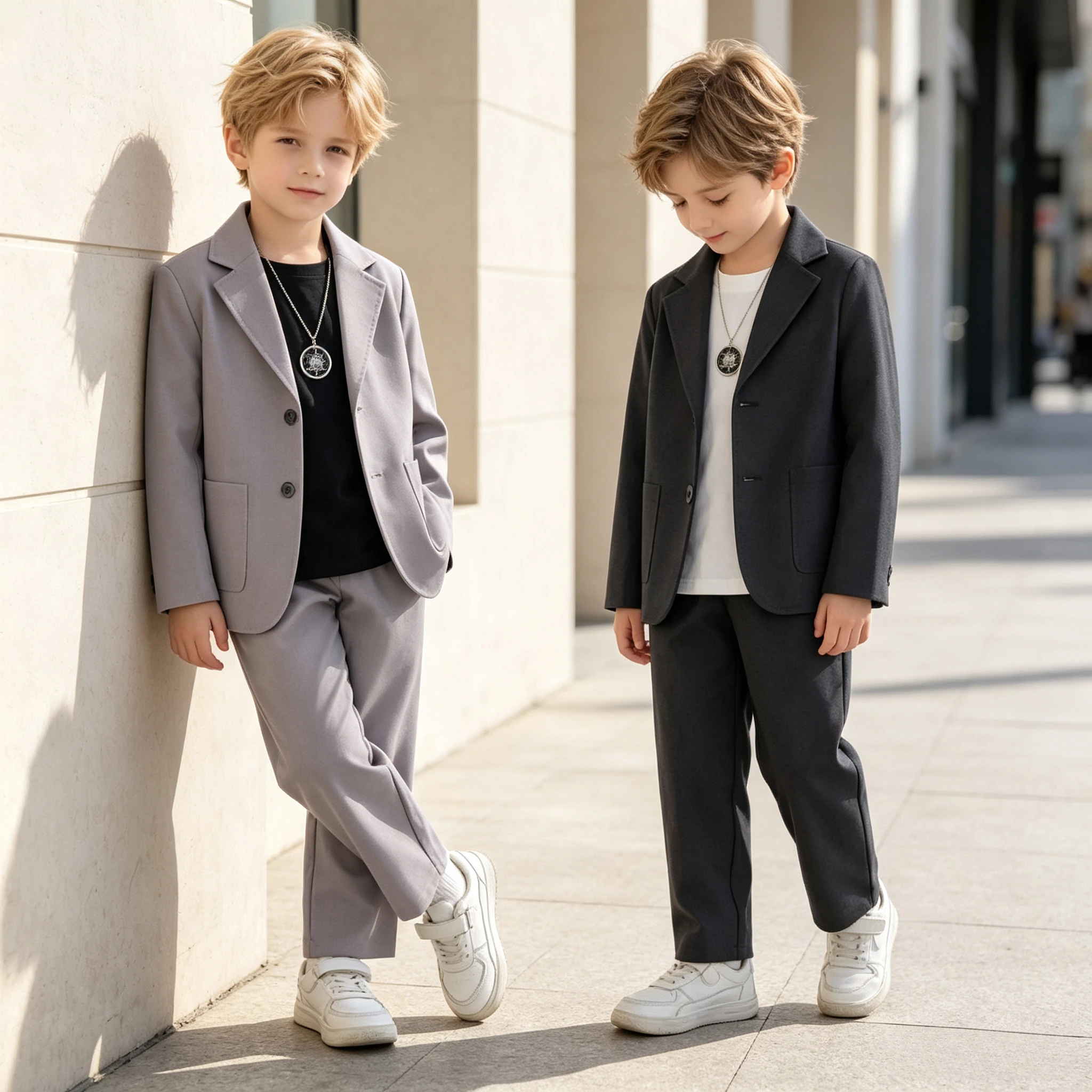 Kids Boys Casual Suit Set 2 Piece Blazer  Trousers Fashion Formal Outfit Childrens Party Dress Wear School Performance Outfits