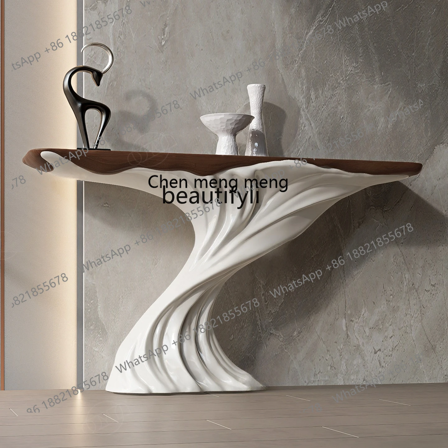 X  Entrance table, facing the door against the wall, light luxury, high-end art hotel entrance desk