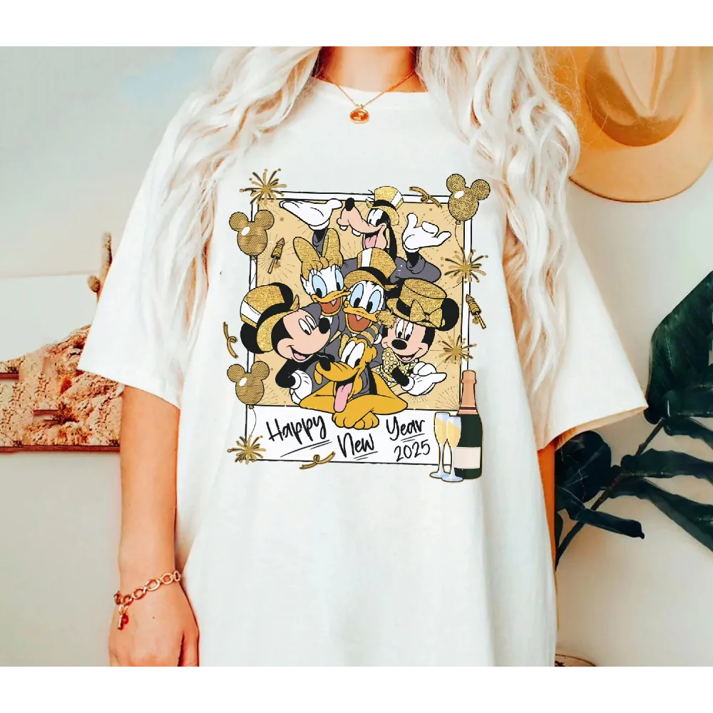 

Mickey & Friends Happy New Year Fireworks Photo Shirt, Wdw Magical Place On Earth Gifts Tshirt, Disney Mickey New Year's