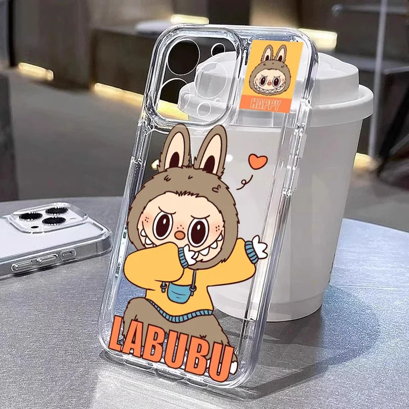 New Cute Cartoon Labubu For Realme10 9 C30 53 63 Narzo50 Find X5 Reno12 11 10 8 7 6 Pro Plus Transparent Space Phone Case Funda