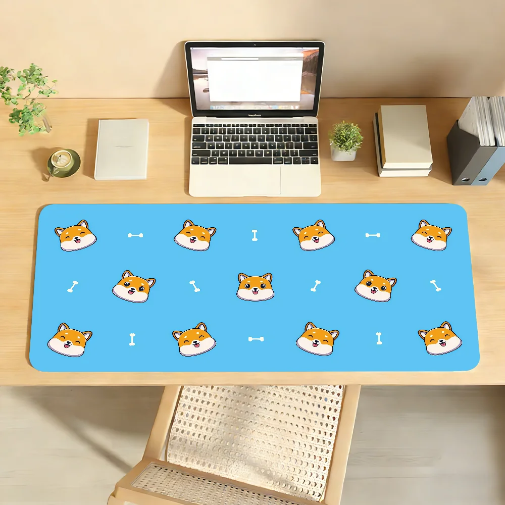 Shiba Inu Cartoon Cute Dog Mouse Pad Non-slip Locking Edge DeskMat PC Laptop Accessories Rubber Office Keyboard Game 350x900x3mm