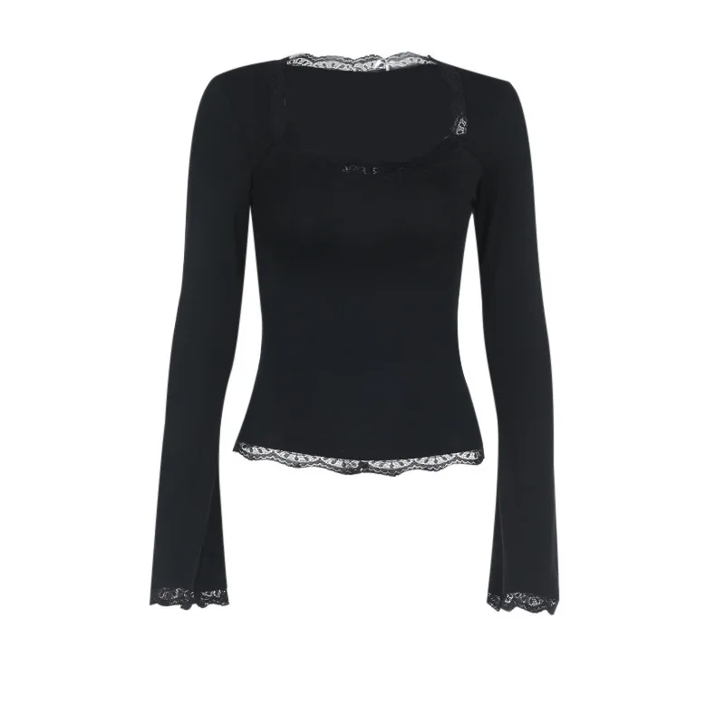 2025 여름 신상 여성 슬림핏 레이스 트림 롱탑 섹시하고 우아한 스타일리시 셔츠 여성용 다용도 패셔너블 블라우스