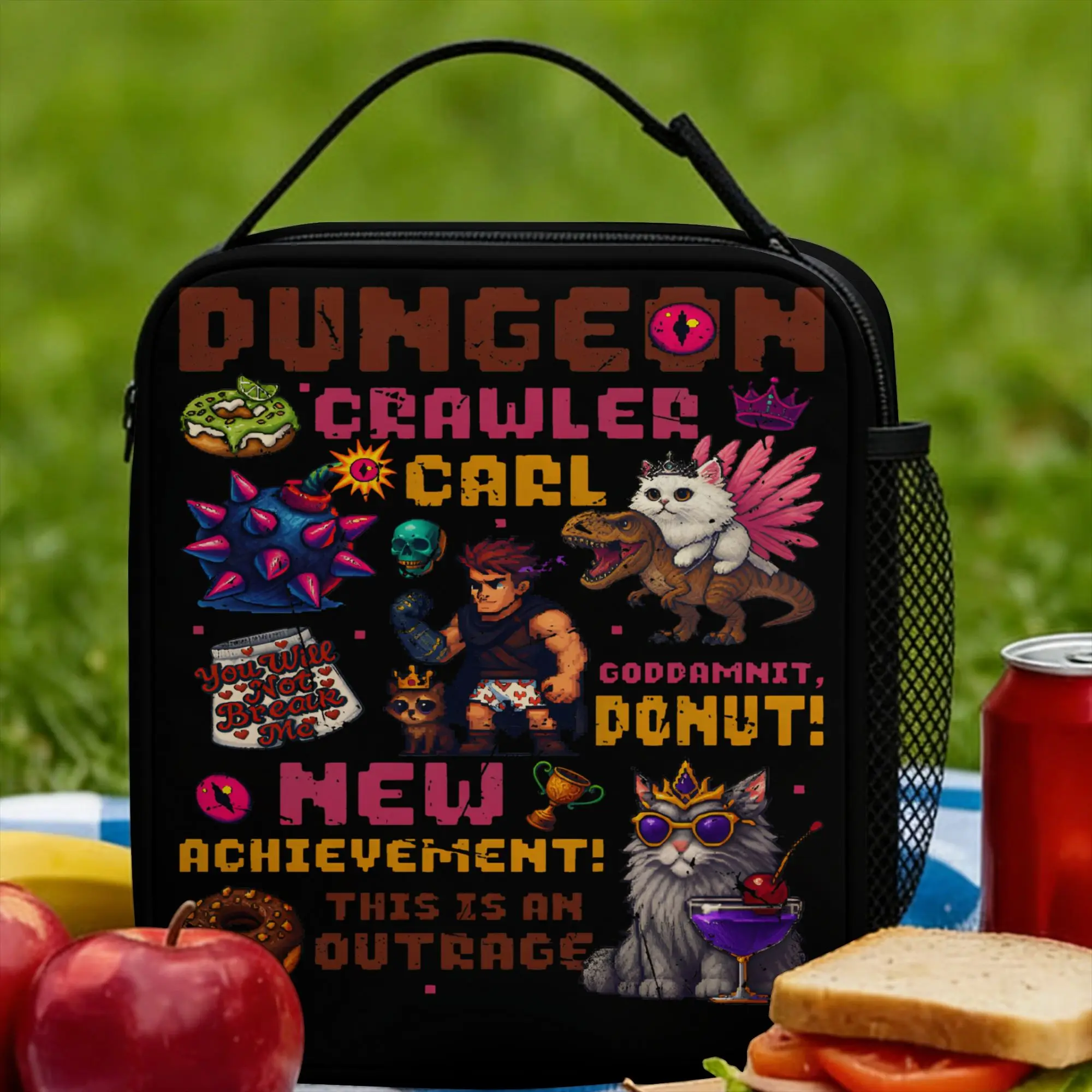 Dungeon Crawler Carl Lunch Bag For Child  Custom Lunch Box Leisure School Cooler Bag Portable Waterproof Thermal Tote Handbags