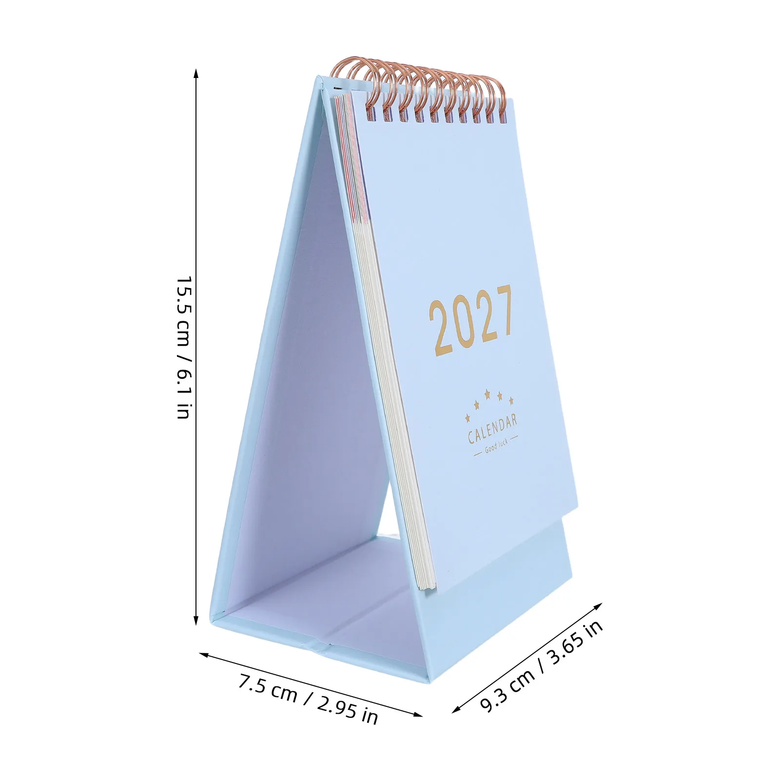 2027 Small Desktop Calendar Standing Flip Blue Kraft Paper Monthly Layout Compact Schedule Organizer Stable Paper Smooth Writing