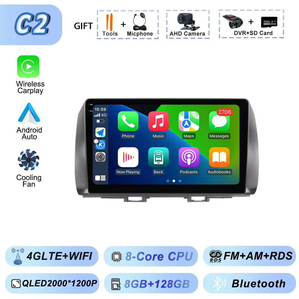 Android Auto voor Toyota BB 2 Daihatsu Materia 2005-2016 Autoradio Multimedia Video Bluetooth Speler GPS Navigatie CarPlay WiFi
