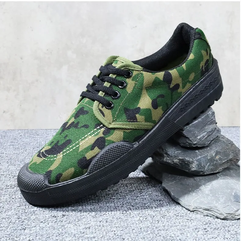 Men's Retro Canvas Shoes Vintage Military Style Sneakers Breathable Work Boots Non slip Casual Walking Footwear Outdoor Hiking