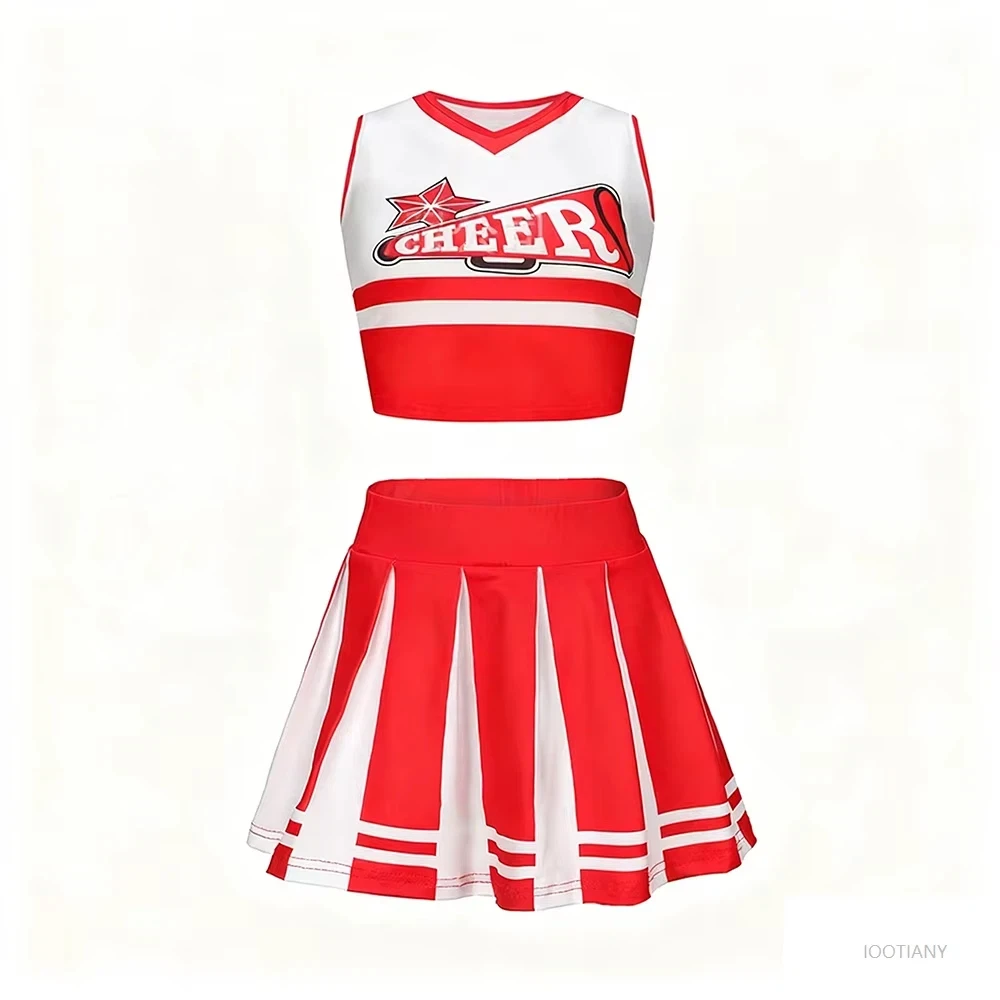 Girl Cheerleader Costumes Cheerleading Dress Uniform Short-sleeved Top Skirt Ball Students Campus Dance Performance Cosplay Suit view 4