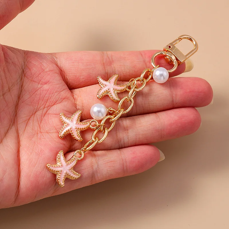 Aihua Niedlicher Schlüsselanhänger Y2K Sommer Strand Perle Muschel Schlüsselanhänger für Frauen Mädchen Handtasche Anhänger Schlüsselanhänger Ozean Urlaub Schmuck Geschenk – Detail 2