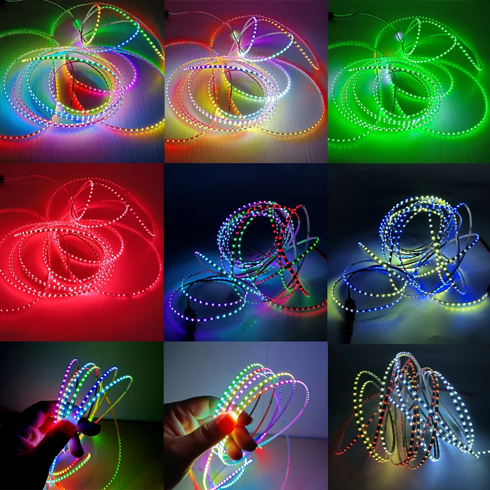 2.7mm WS2812B LED Strip Ultra Narrow 160Leds/M Individually Addressable RGBIC Dreamcolor Light Strip DC5V DC12V 1m 5m