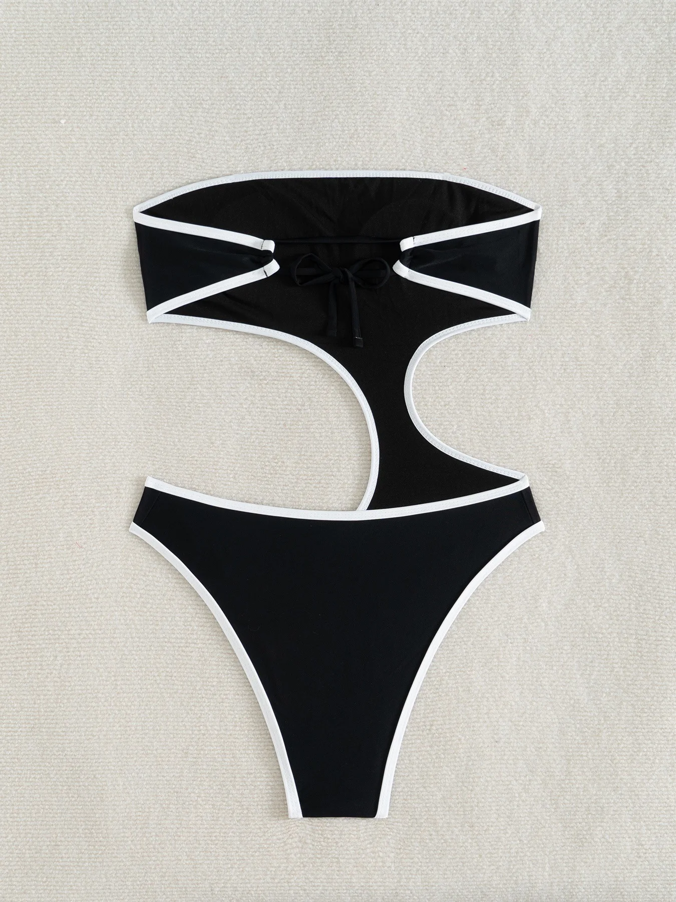 sexy black white patchwork swimsuits one piece bandeau bikinis bodysuits irregular Swimwear Biquini conjunto de bikini tankini
