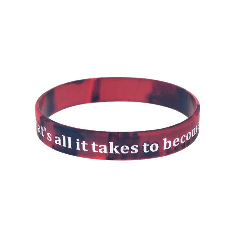 1 PC Swirl Color Four Or Five Moments Hero Quote Silicone Wristband Inspirational Courage Waterproof Wrist Band