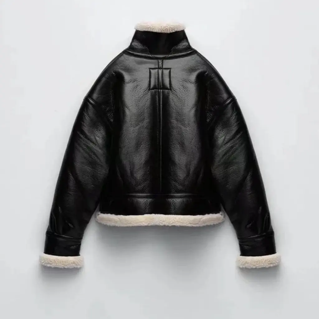 여성용 아메리칸 스타일 하이 칼라 퍼 재킷 코트 겨울용 따뜻한 두꺼운 가죽 모터사이클 원피스 INS 핫 걸스 아우터웨어