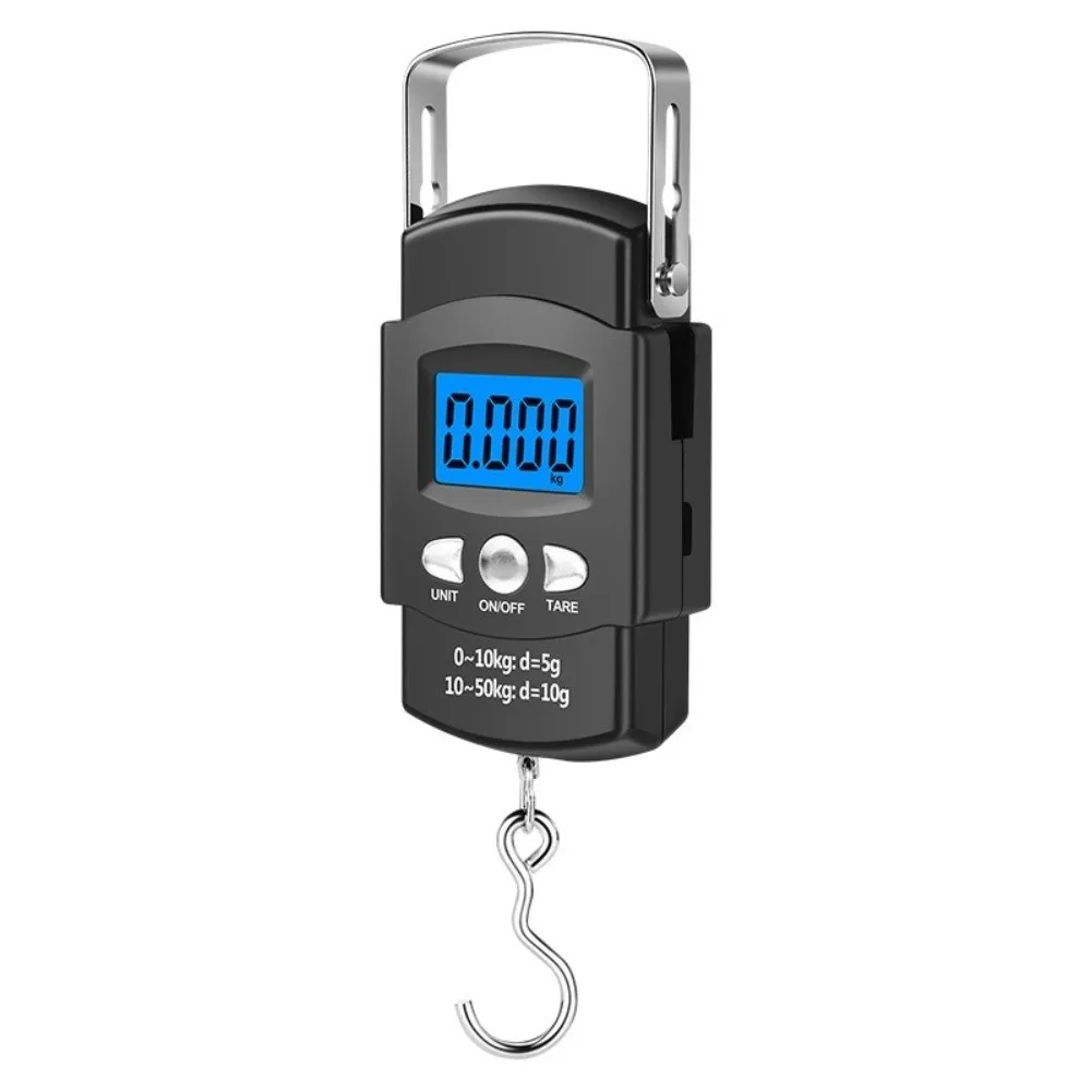 50kg Capacity Portable Hand Scale LCD Display 10g Precision Digital Hanging Scale Hook Design Retractable Measuring Tape