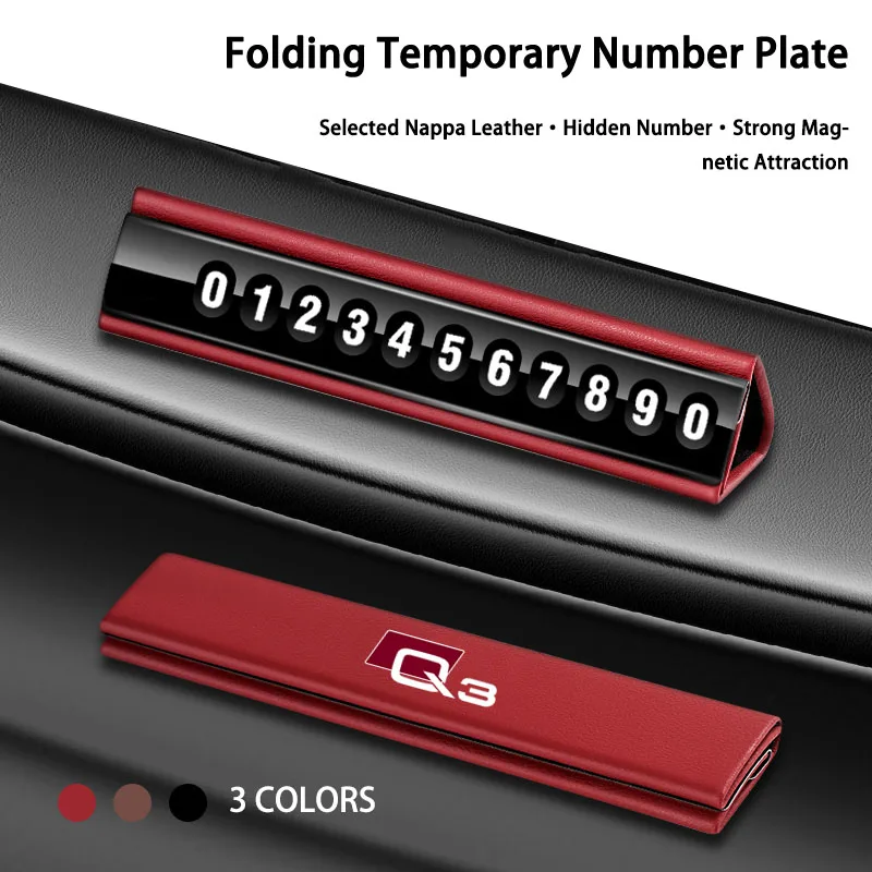 

New Leather Mobile Phone Temporary Parking Number Plate For Audi Q3 Q5 Q7 Q8 Q6 20142021 2022 2023 2020 Car Accessories