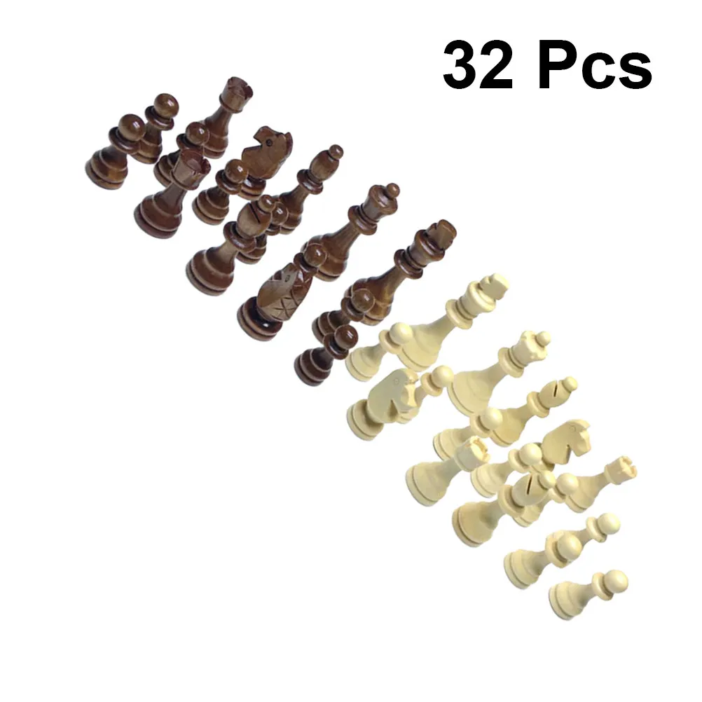 

32Pcs Wood Chess Pieces Fashion Classical Chess Set Replacement Accessories 2.5 Inches Stimulating Thinking and Imagination