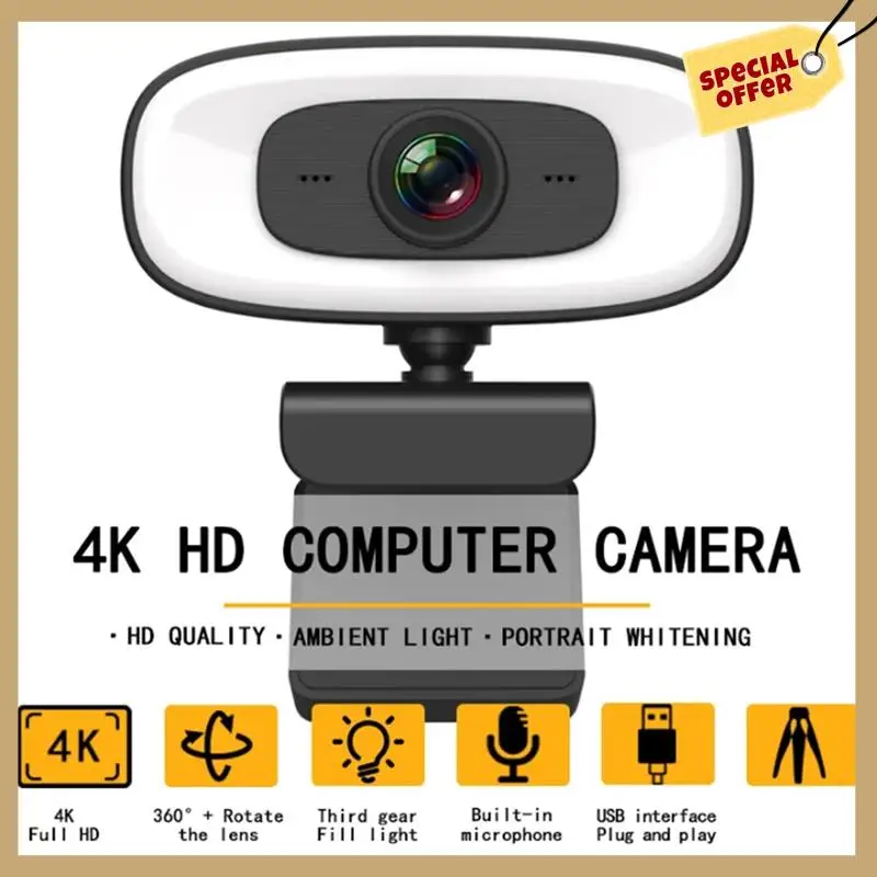 USB веб-камера 4K 1080P мини-камера с микрофоном черная для Youtube ПК камера для видеосъемки