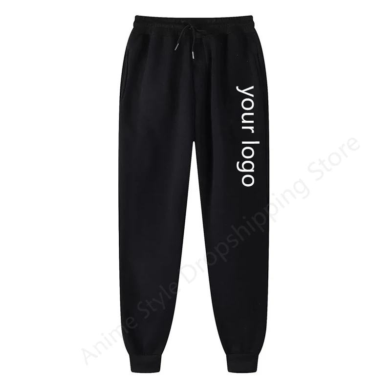 New Custom Your Logo Trousers Men Women Diy Text Couple Sports Pants Fashion Print Casual Jogging Pants Fleece Solid Color S-4Xl