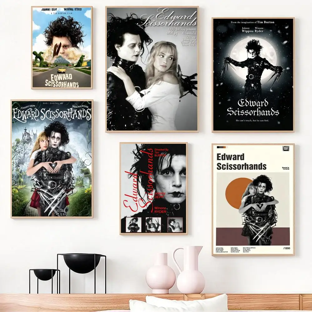 movie Edward Scissorhands Poster Poster HD Frameless Creamy Style Home Decor Wall Art for Living Room Bedroom Gift
