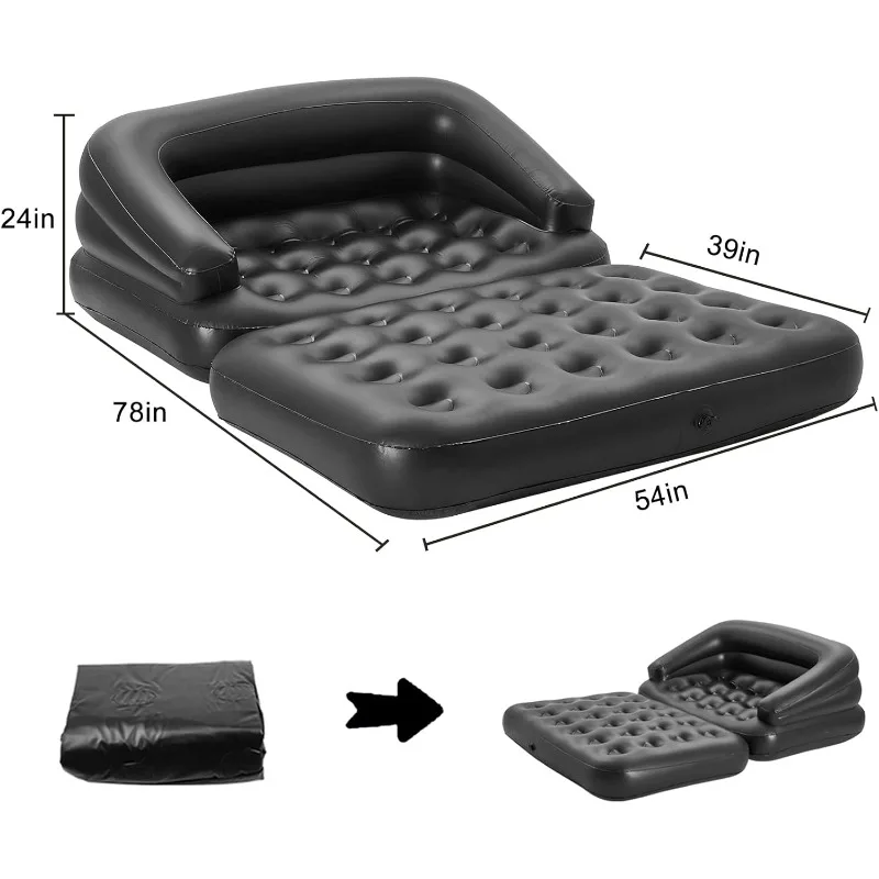 Inflatable Sofa Bed for Camping, Pool Float Couch Outdoor Mattress Bed with Armrest, Full Size