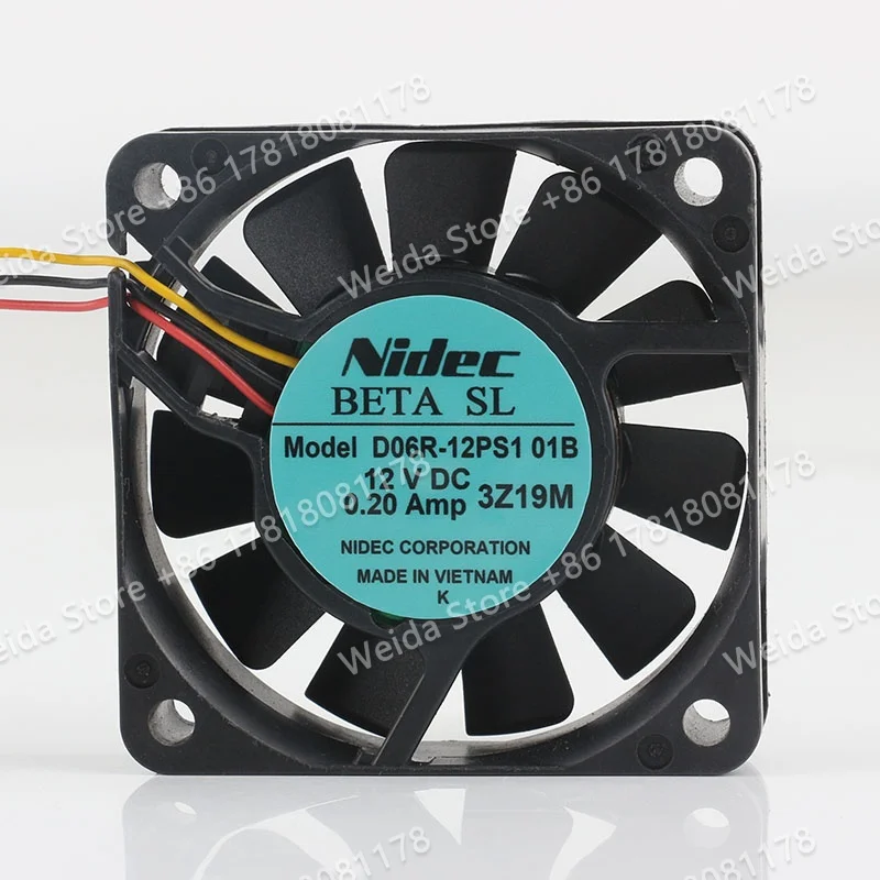 

Original New model NIDEC D06R-12PS1 01B 12V 0.20A 6015 double ball bearing 6cm power supply case fan 60X60X15MM cooling fan