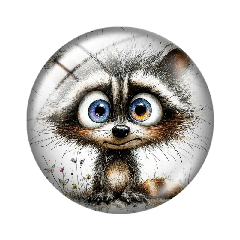Funny Raccoon12/18/20/25mm glass cabochon  bracelet pendant rings for jewelry demo earrings back Making findings