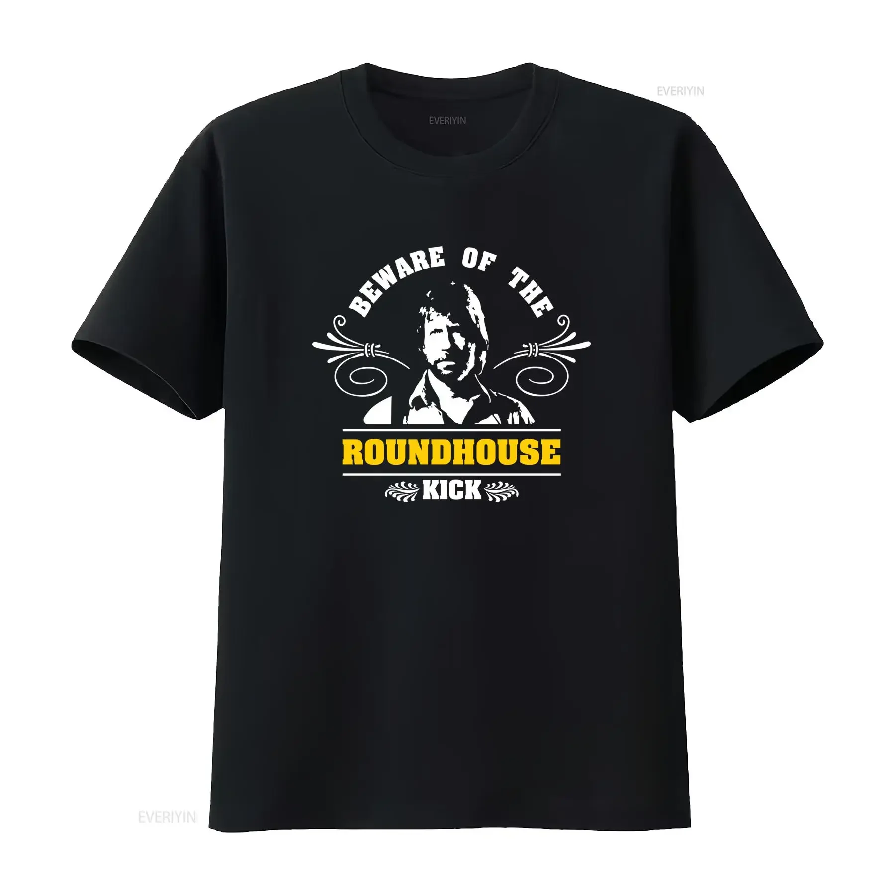 Vintage Streetwear Beware of The Roundhouse Kick Martial Arts Funny Print Casual T Shirt vintage Washed Versatile Slightly