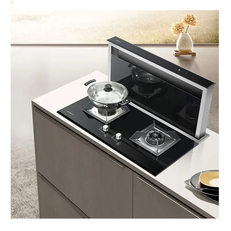 

Stealth Liftin Stove Embedded Side Range Hood Gas Stove Set Environmental Protection Stove SS Chimney Electric 900x310x660mm
